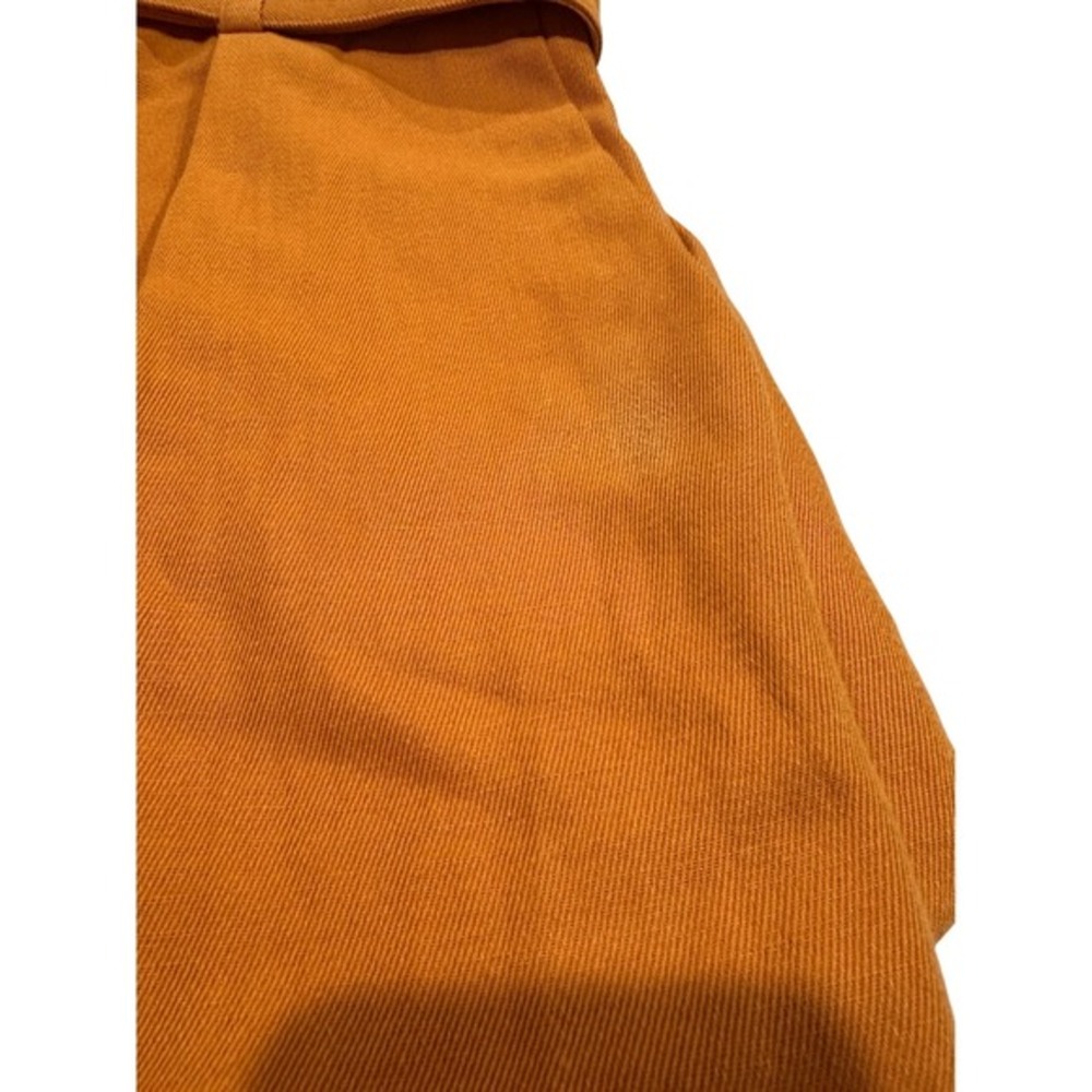 Vince Belted Pleated Shorts Burnt Orange Cotton Linen Size 14 - Picture 7 of 7